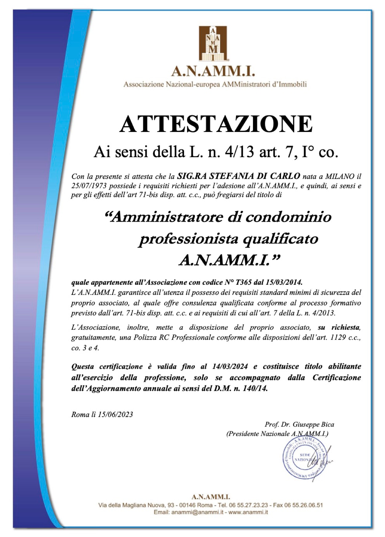 Attestazione obbligatoria